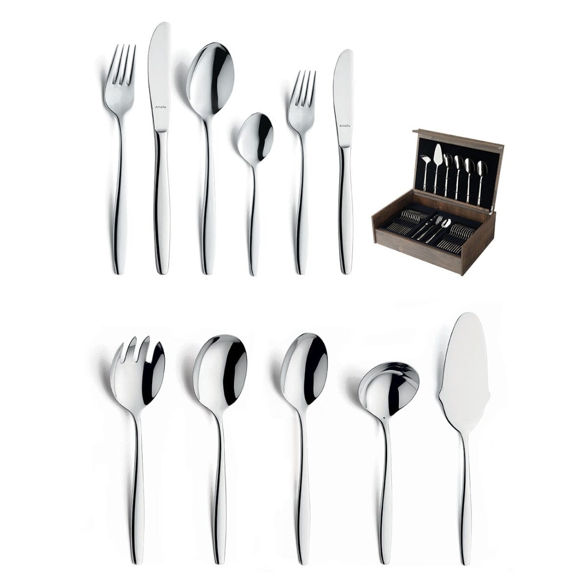 Amefa - Florence - Ménagère 78 pièces pour 12 personnes - Finition brillante - Couleur argent