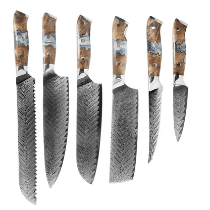 Shinrai Japan - Eclipse Series 6-Piece Damascus Knife Set