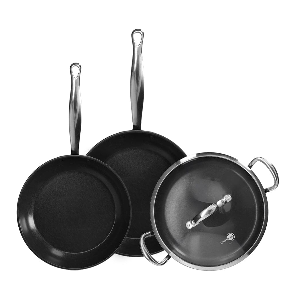 GreenPan - Barcelona Pro 4-delige Pannenset 24/28/30 cm - 2 koekenpannen + stoofpan met deksel Pannenset GreenPan 