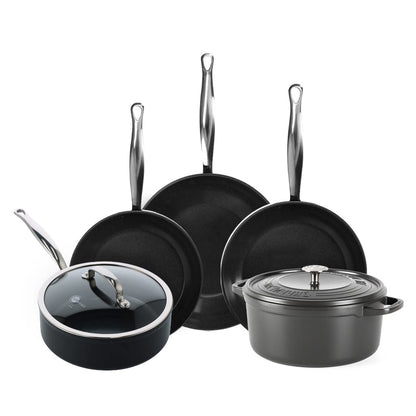 GreenPan - Barcelona Pro XL 6-delige Pannenset 20/24/24/28/22 cm - 2 koekenpannen + stoofpan met deksel + wokpan + braadpan Pannenset GreenPan 