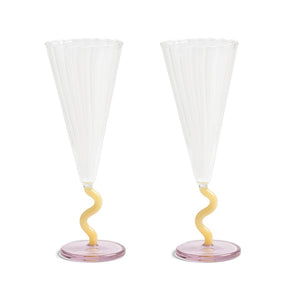 &Klevering - Flute curve karamel set van 2 Champagne glazen &Klevering 