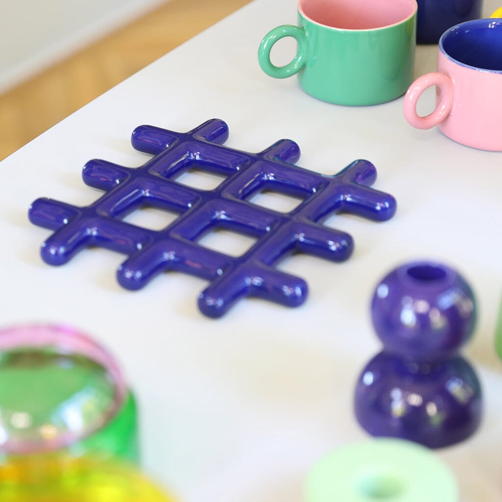 &Klevering - Onderzetter - Grid - Blauw Onderzetter &Klevering 