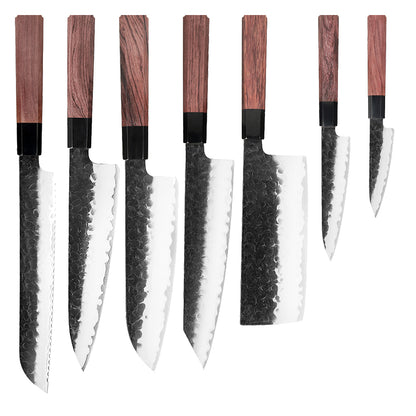 Shinrai Japan - Kurayami 7-piece Damascus Knife Set