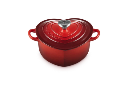 Le Creuset - Braadpan "Hart" in Geëmailleerd Gietijzer met RVS Hartjesknop Braadpan Le Creuset 