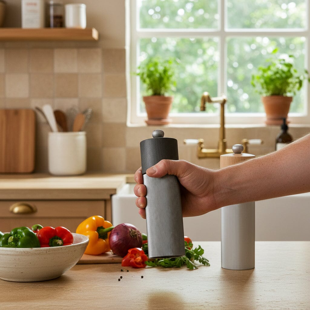 Peugeot - Line Peper- en Zoutmolen set 18 cm Carbon en Aluminium Peper- en Zoutmolen set Peugeot 