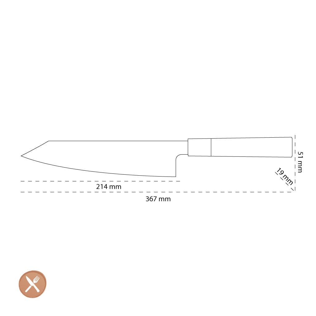 Shinrai Japan - Takumi Kaza Damascus Kiritsuke 20 cm Kiritsukemes Shinrai Japan 