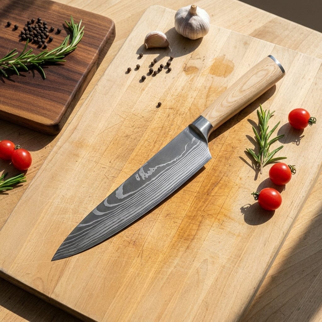 Shinrai Knives - Akari Damascus Print Koksmes 20 cm Koksmes Shinrai Knives 