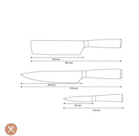 Shinrai Knives - Damascus Print 3-delige Messenset - Koksmes + Nakiri + Schilmes Messenset Shinrai Knives 