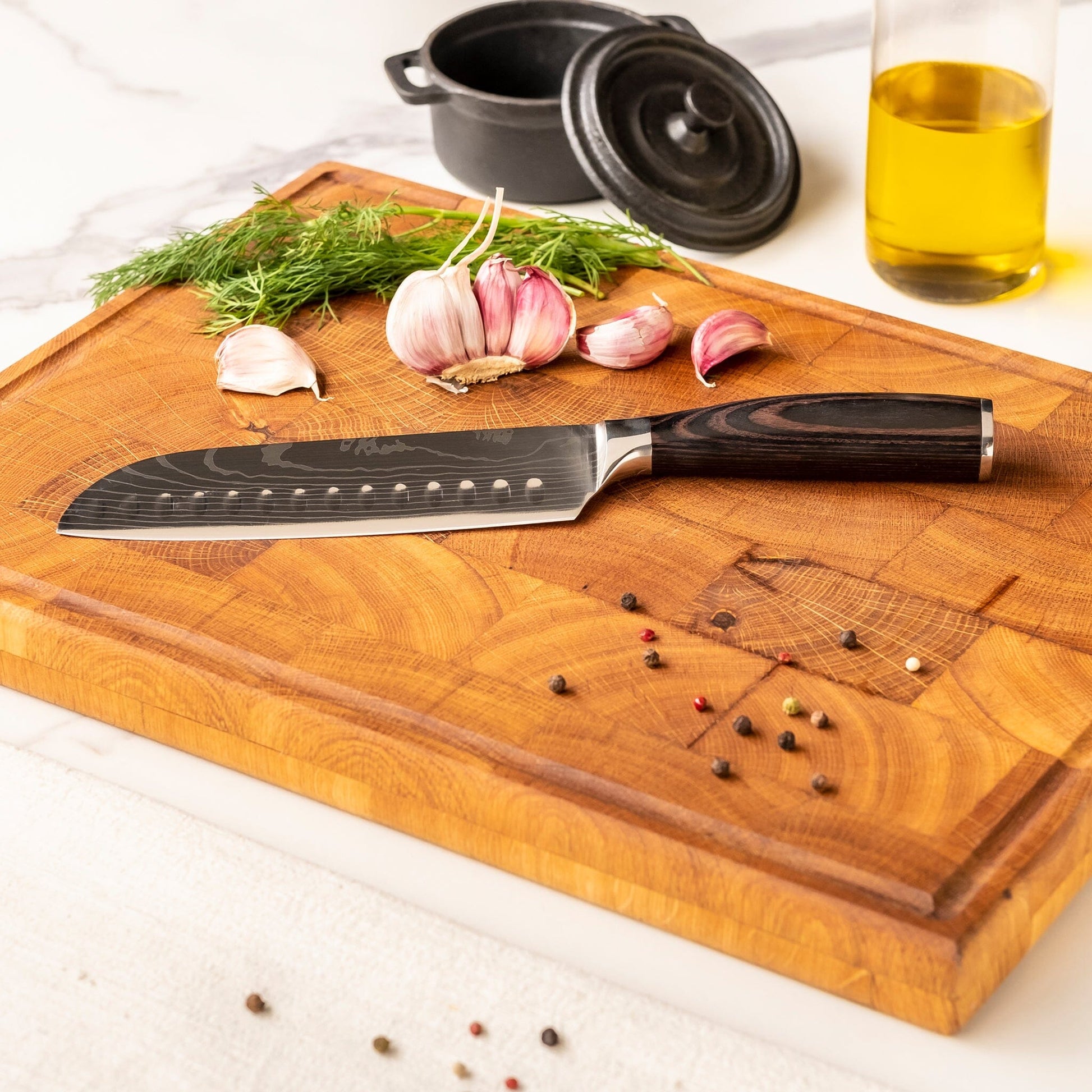 Shinrai Knives - Damascus Print 7-delige Messenset Messenset Shinrai Knives 