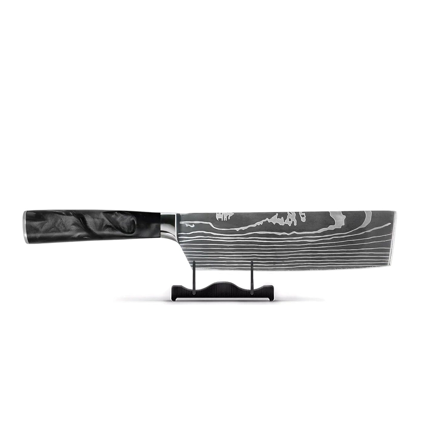 Shinrai Knives - Damascus Print Onyx Epoxy Nakiri mes 18 cm Nakirimes Shinrai Knives 