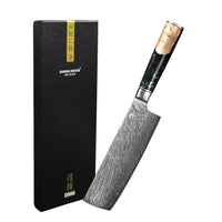 Shinrai Knives - Epoxy Onyx Damascus Nakiri mes 18 cm Nakirimes Shinrai Knives 