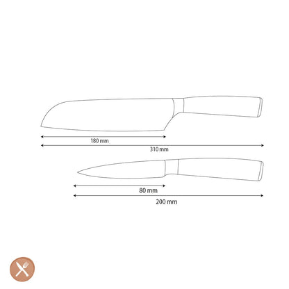 Shinrai Knives - Hammered RVS 2-delige Messenset - Santoku + Schilmes Messenset Shinrai Knives 