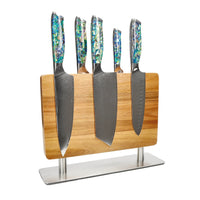 Shinrai Knives - Parelmoer Jewels 5-delige Messenset + Messenblok Stans Messenset met blok Shinrai Knives 