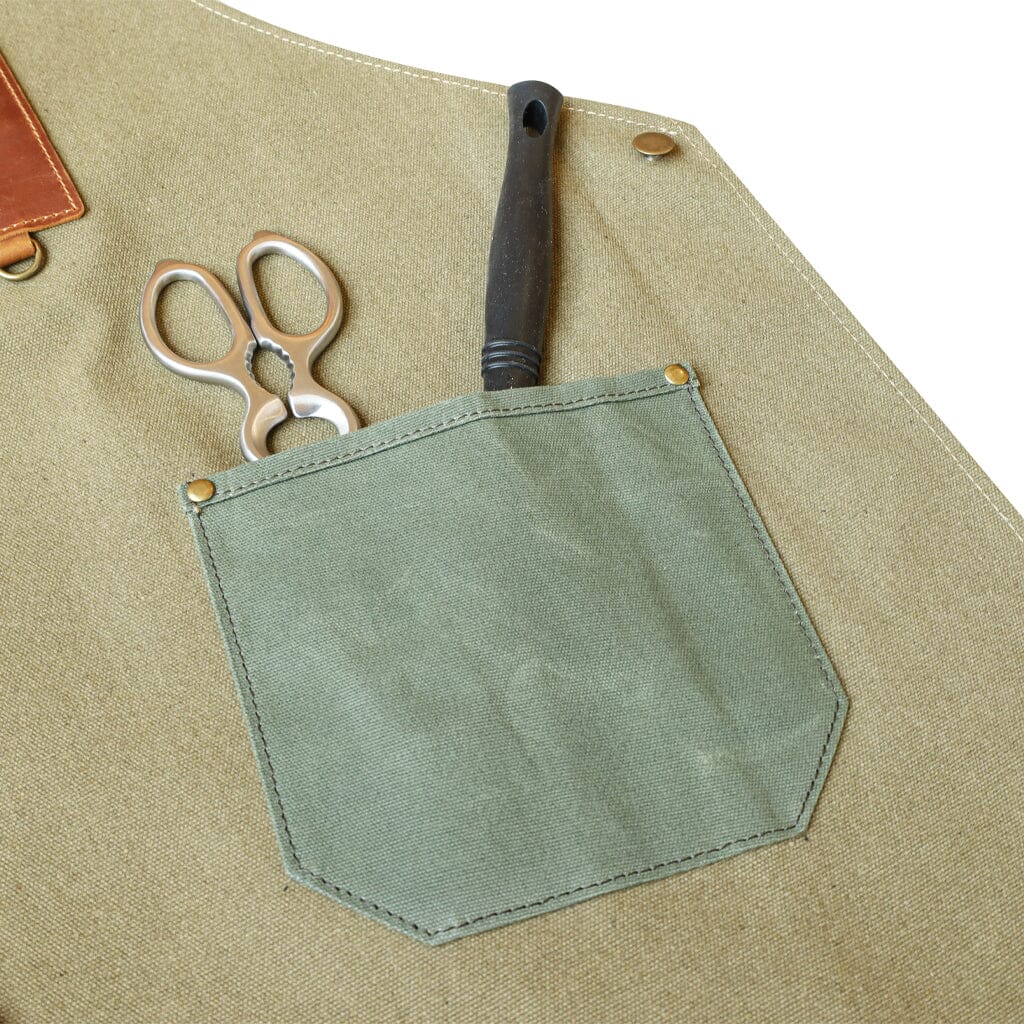 Shinrai Knives - Schort Hoogwaardig Canvas & Leer Groen Schort Shinrai Knives 