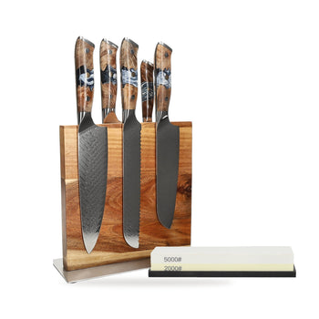 Shinrai Knives - Eclipse 6-Piece Knife Set + Knife Block + Sharpening Stone