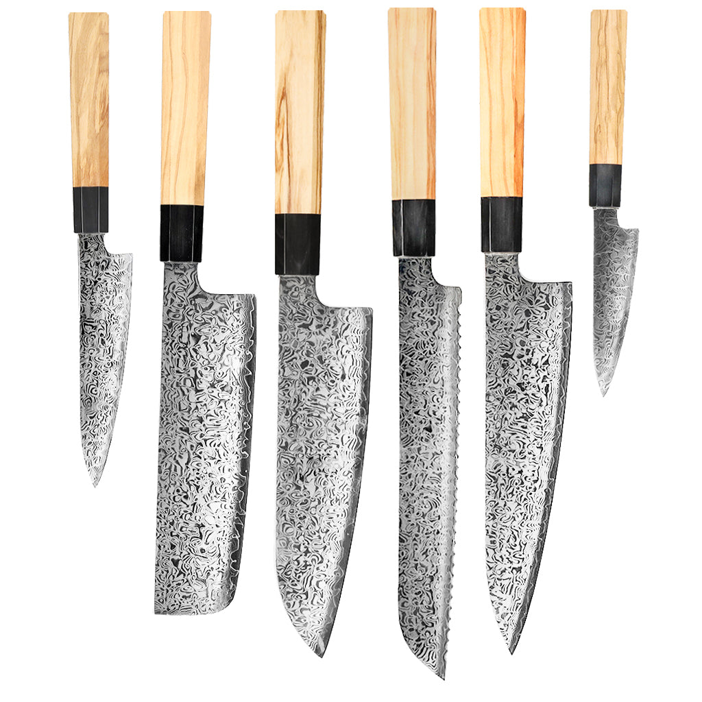 Shinrai Japan - Takumi Kaza 7-piece Damascus Knife Set