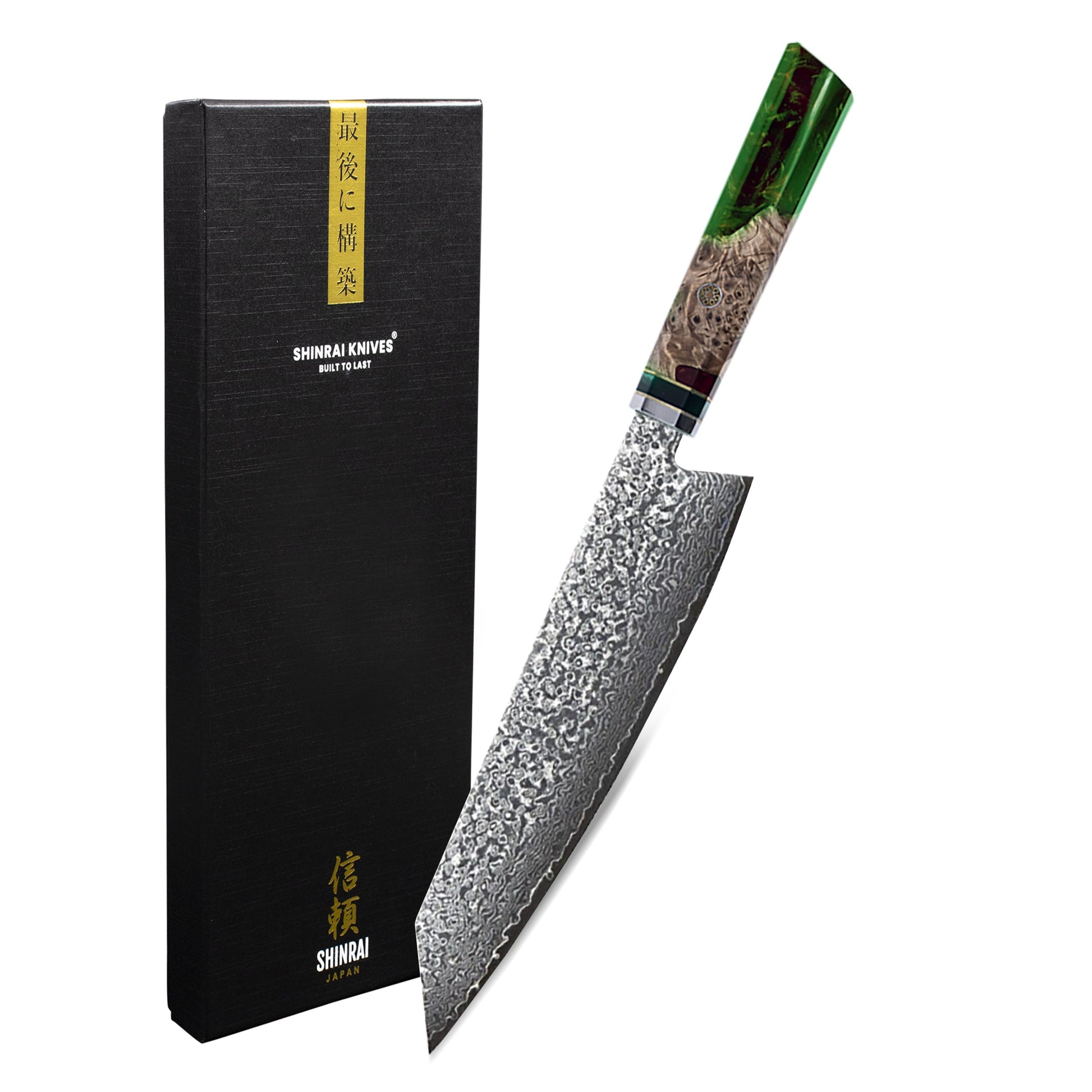 Emerald Octagon Damascus Kiritsuke 23 cm - Special Edition Keukenmessen Shinrai Japan 