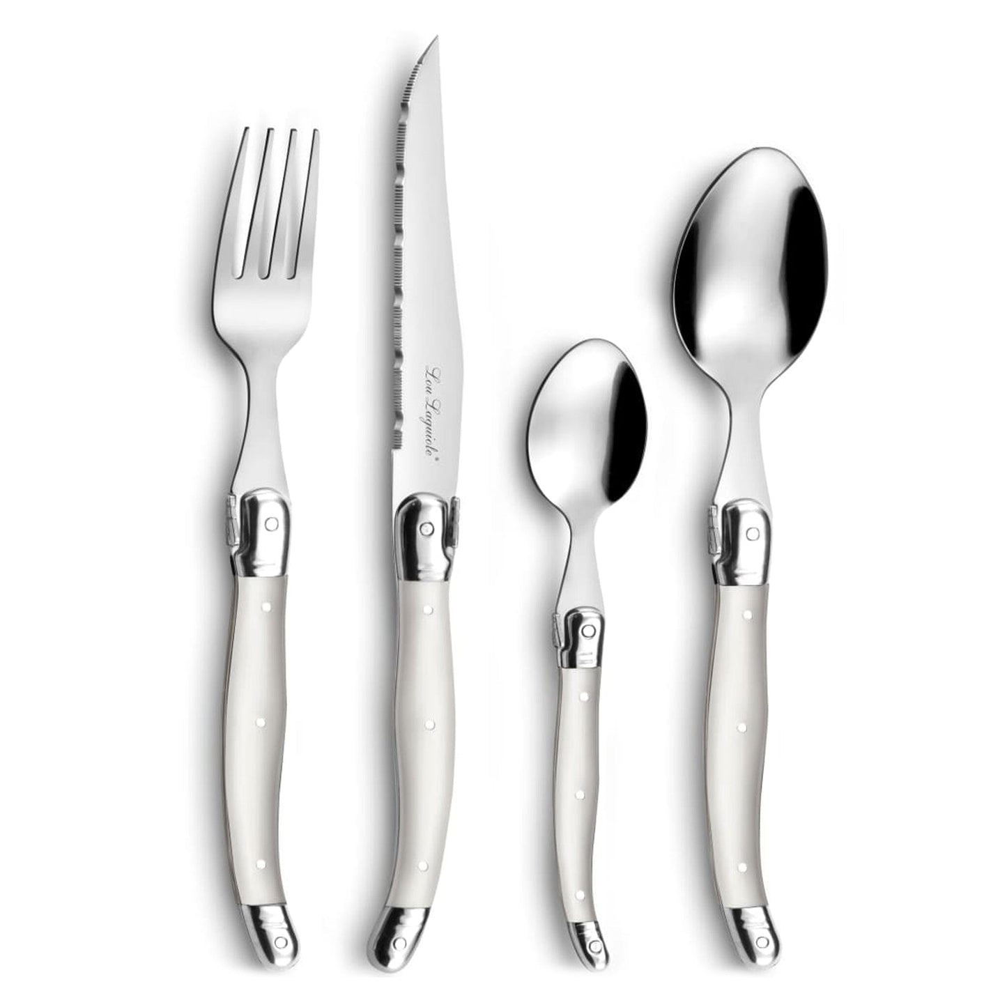 Lou Laguiole - 24-pc cutlery set in open window box - pearl Bestekset Lou Laguiole 